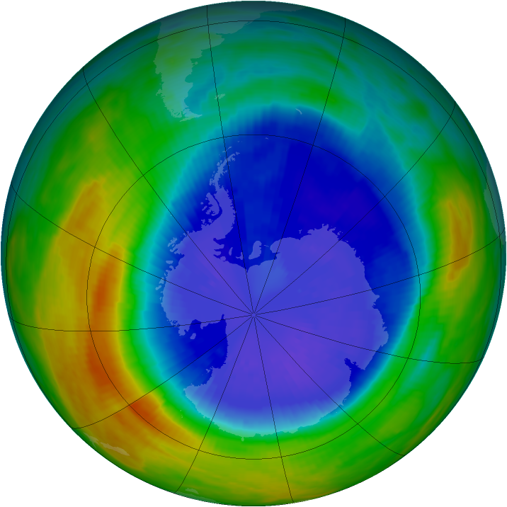 Antarctic ozone map for 17 September 1990